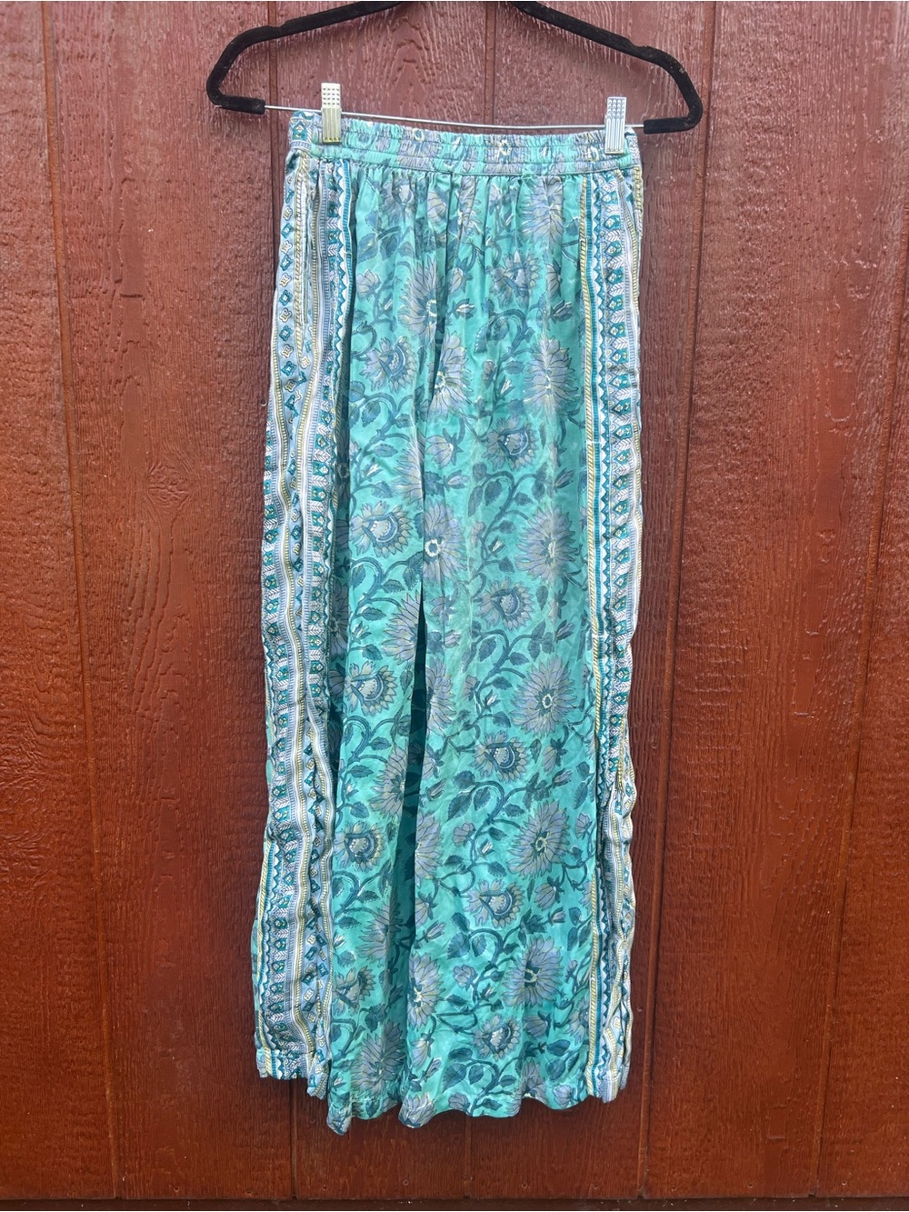 Clara The Label Fawn Pants Blue Bonnet Floral Wide Leg Boho Drawstring Small - Picture 3 of 7